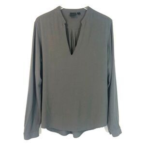 ASOS Gray Open V Neck Pullover Blouse- Size Medium